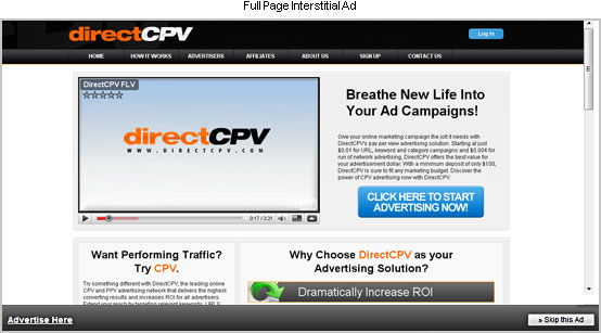 PPV Full Page Interstitial Ads